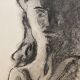 Signed charcoal drawing of a female portrait "in the shadow"