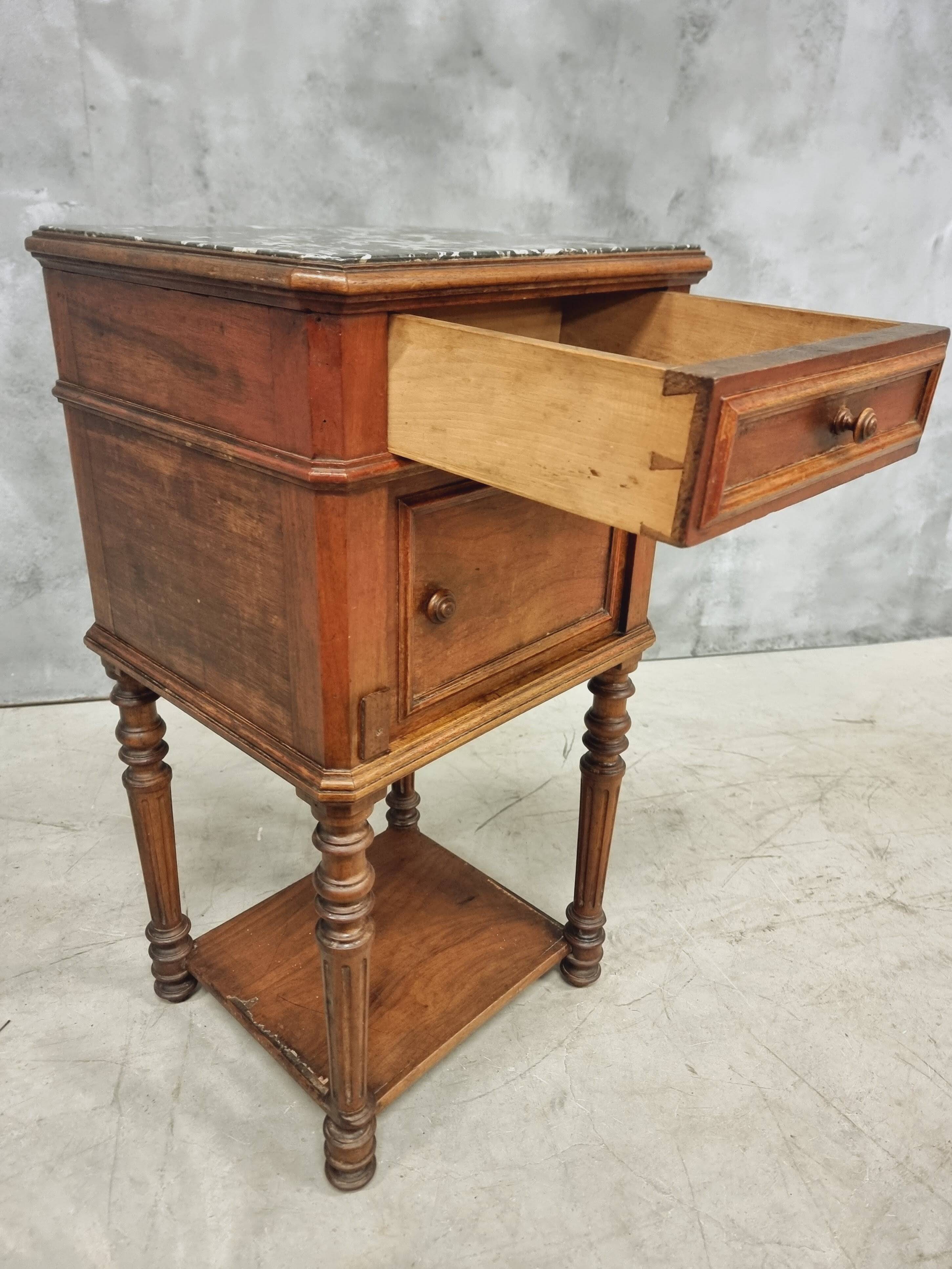 Antique bedside table sideboard with marble 40 x 77 cm