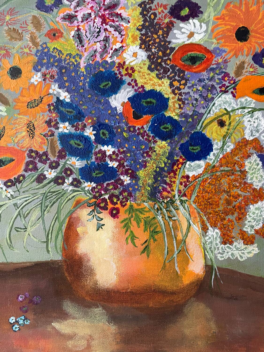 Old painting bouquet of flowers