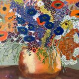 Old painting bouquet of flowers