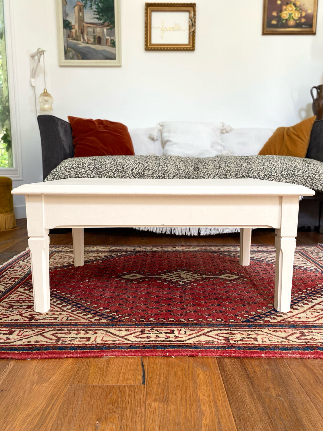Coffee table in ecru antique wood