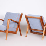 Pair of restored art deco armchairs designed by Jan Vanek, ash, czechia, 1940s