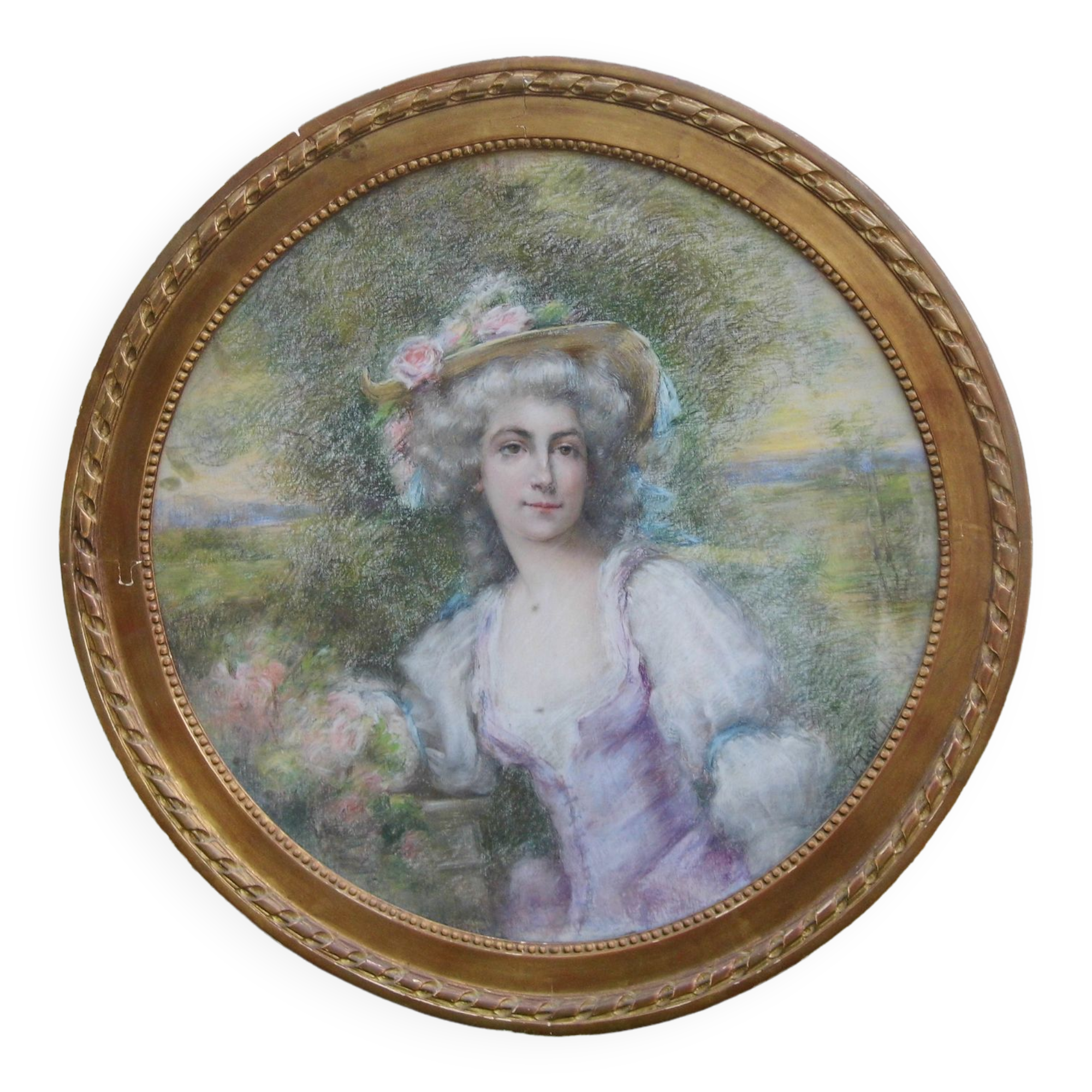 Marie-Louise medallion painting 19th century pastel signed L.Tailleferie tbe