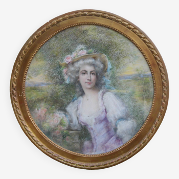 Marie-Louise medallion painting 19th century pastel signed L.Tailleferie tbe