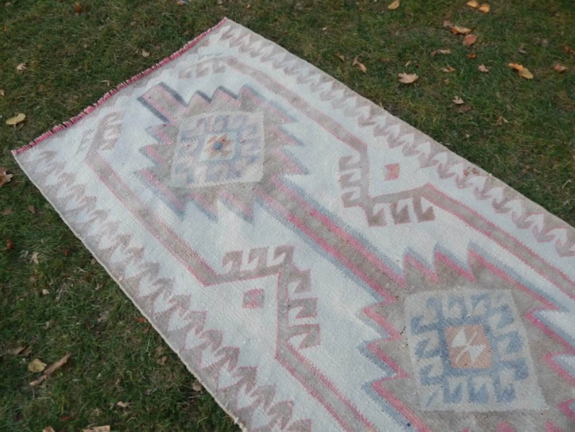 Vintage Turkish hallway rug 100x391 cm