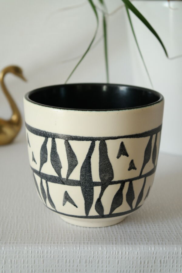 Cache pot par Elchinger 1950 abstrait noir et blanc