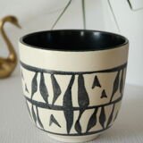 Cache pot par Elchinger 1950 abstrait noir et blanc