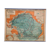 Large vintage school wall map – Pacific Ocean