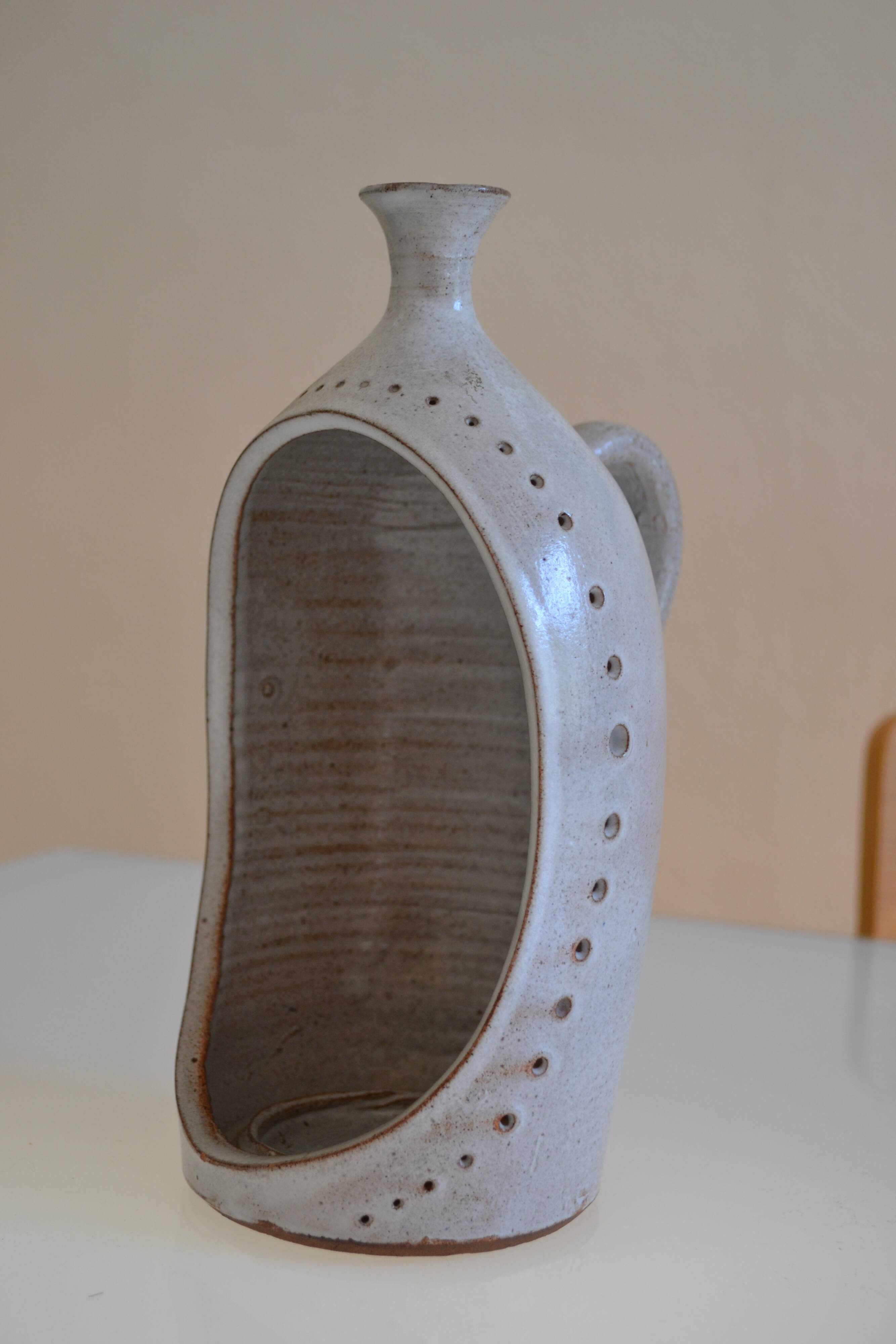 Ceramic stoneware candle holder from the 1970s.