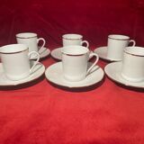 Deshoulières Limoges café service 6 cups + 6 saucers white porcelain
