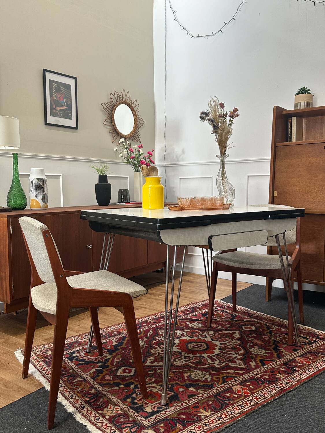 Formica table with eiffel legs and extension