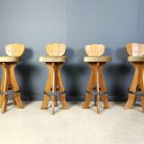 Set of 4 vintage brutalist bar stools, 1960s