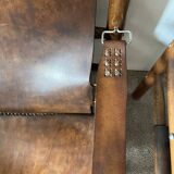 Buffalo Leather Safari Armchair in Pair, Solid Oak Frame, Vintage Style, 19