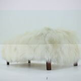 1930s Extraordinary Art Deco Ottoman in Sheepskin Upholstery, Czechoslovakia