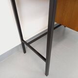 Vintage modernist desk in wood and black metal from the 60s