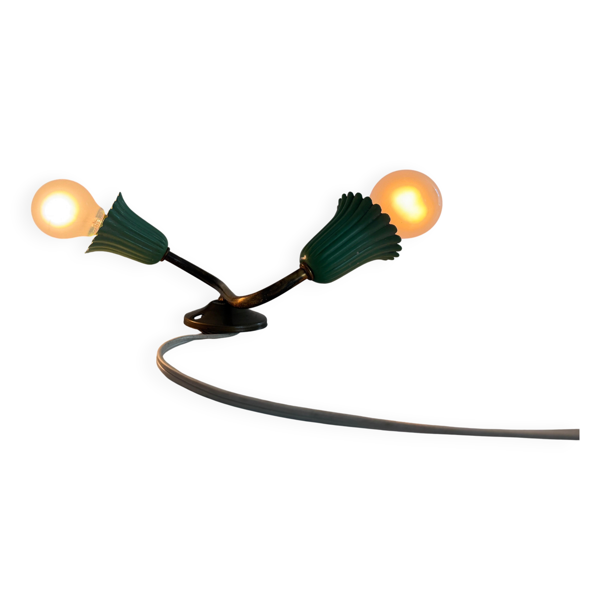 Small simple 2-headed brass wall light, 1950s, Italy.