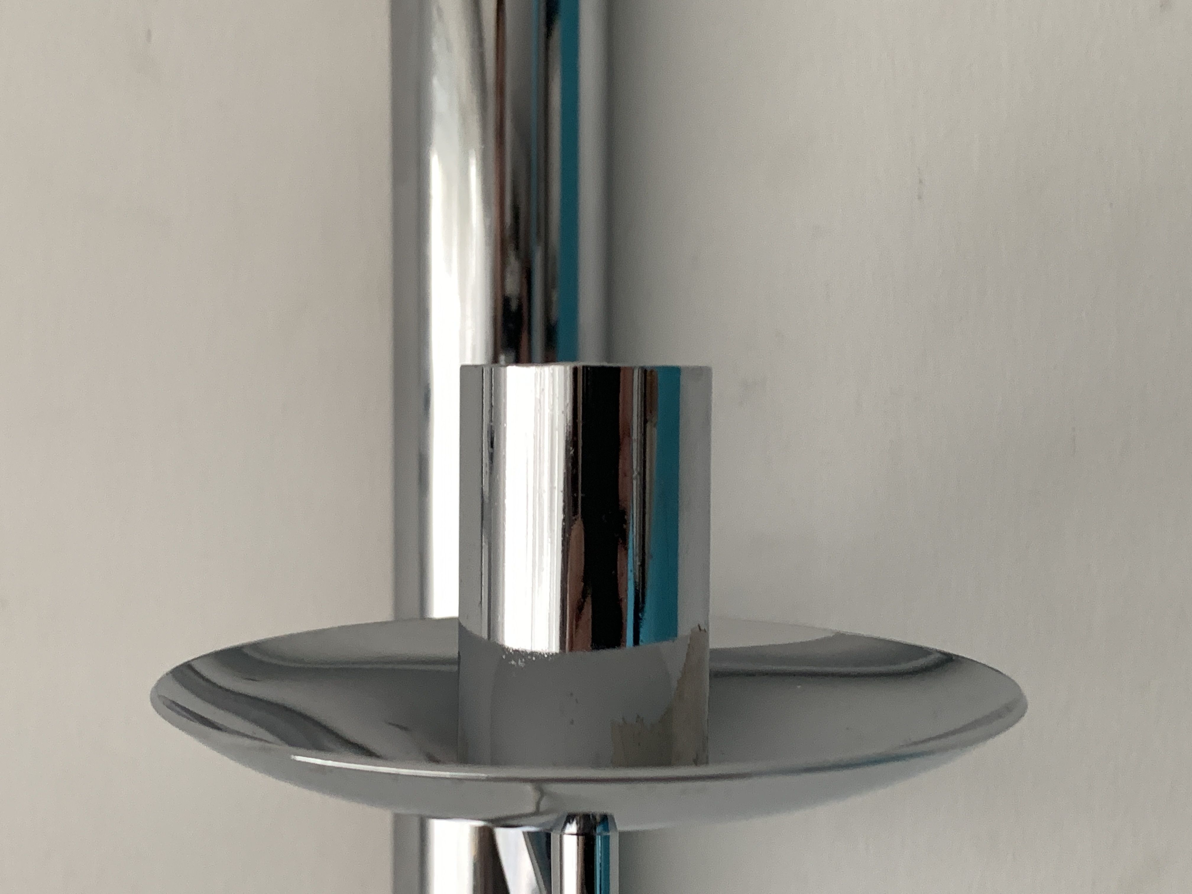 Pair of chrome metal sconces and smoked glass from Sciolari, 1970