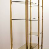 Black Belgo Chrom Hollywood Regency 20 Carat Gold Plated Shelving Unit 70s
