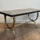 Neoclassical coffee table in brass and marble by Raymond Subes
