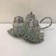 Vintage glass and silver-plated condiment set
