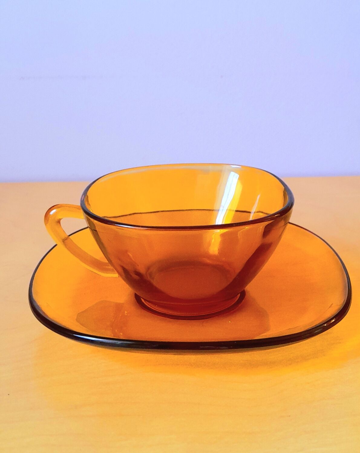 70s amber glass cups