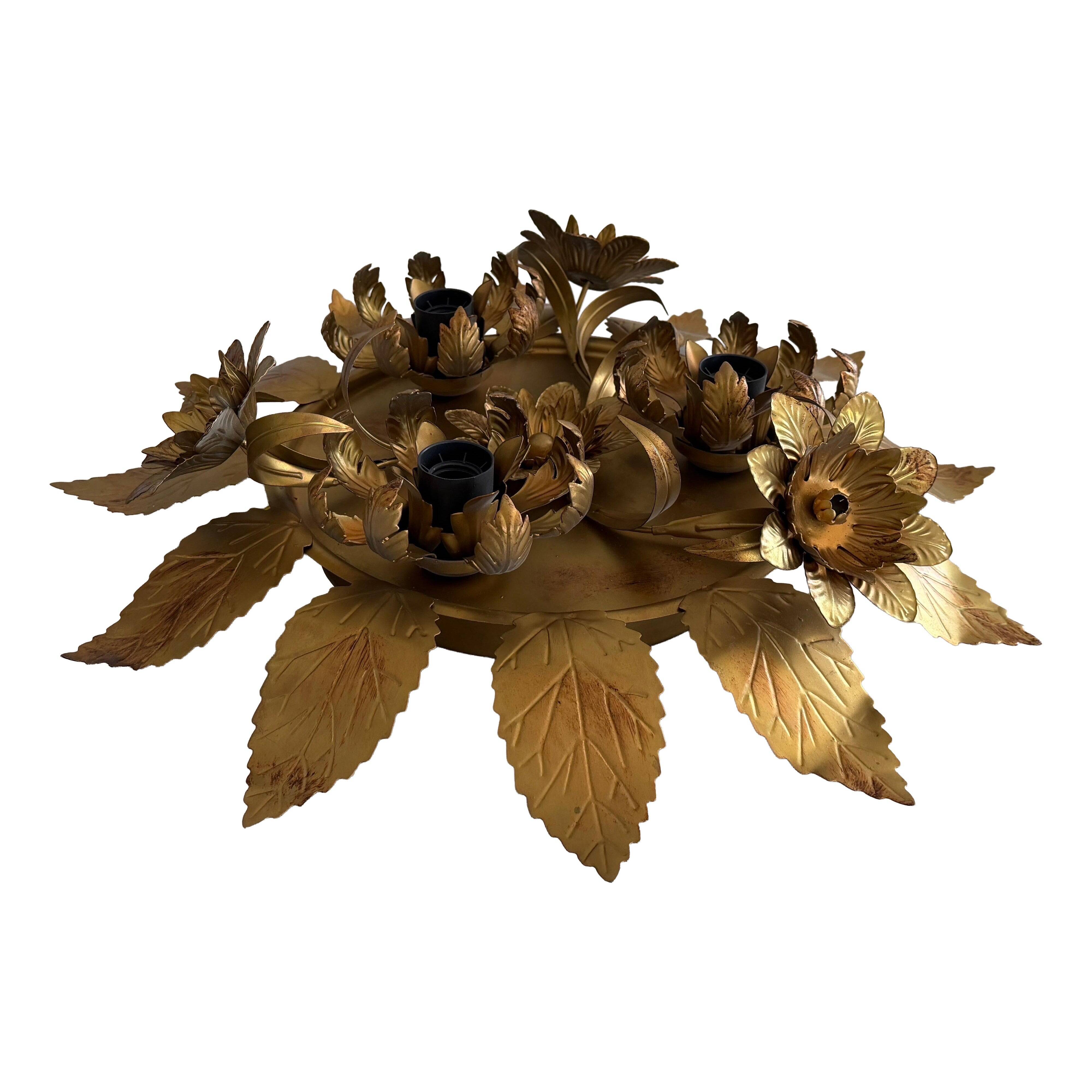 Three-arm flush lamp, brass, Design/One, 1960s, Germany
