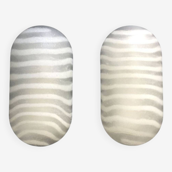 Pair of Modernist Striped Glass Wall Lamps/Sconces 'Zebra' from Peill & Putzler, Germany, 1970s