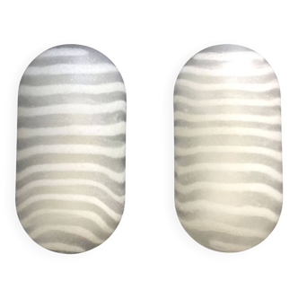 Pair of Modernist Striped Glass Wall Lamps/Sconces 'Zebra' from Peill & Putzler, Germany, 1970s