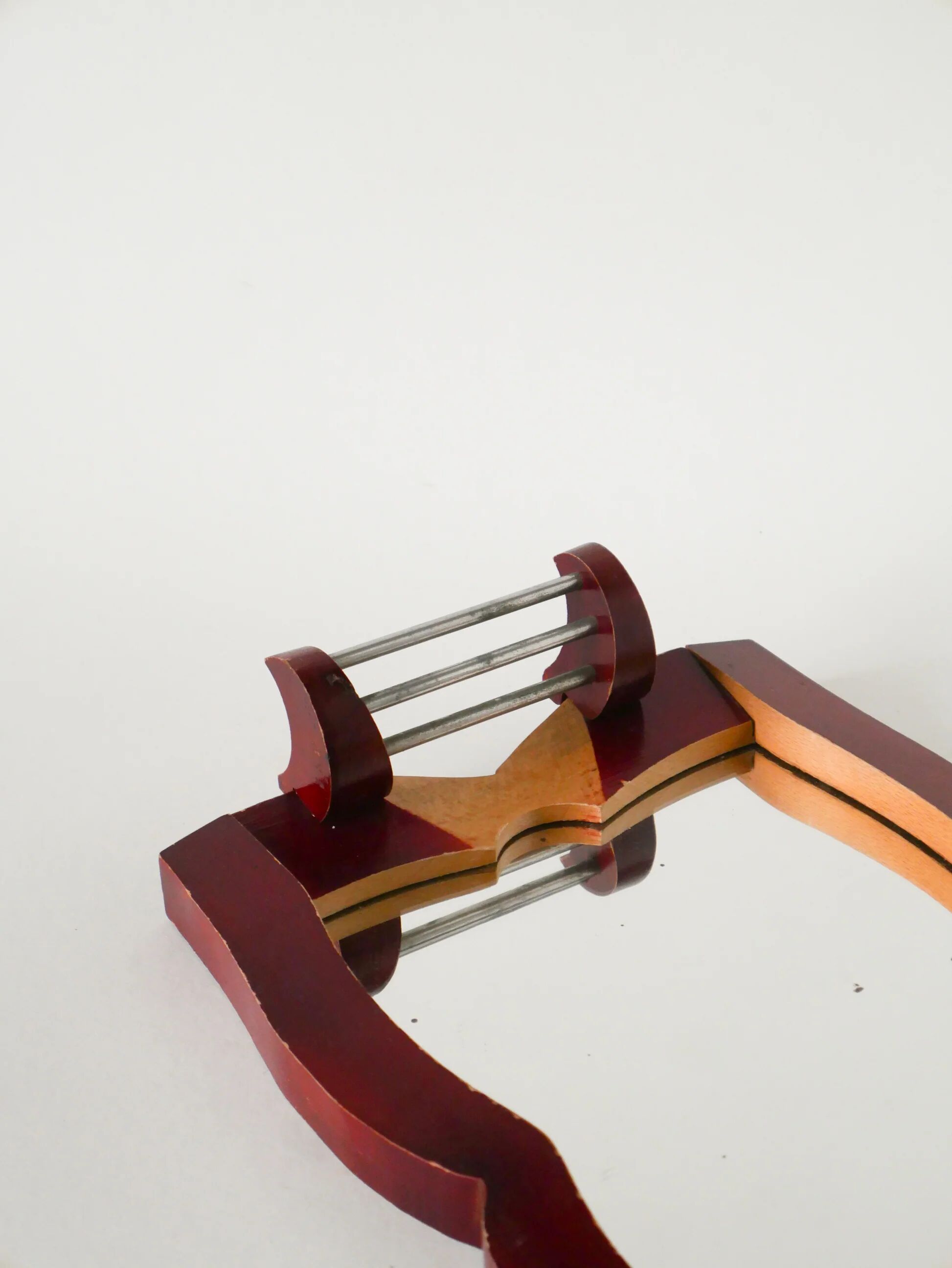 Bicolour wooden and metal tray, Bordeaux, Art Deco, 1930
