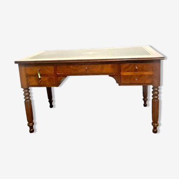 Louis Philippe flat desk in mahogany and 19th century veneer