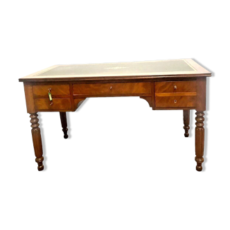 Louis Philippe flat desk in mahogany and 19th century veneer
