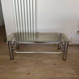 Table basse en chrome et verre fumé
