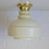Vintage Ceiling Light Beige Glass Semi Flush Mount Lighting Redesign 1970's