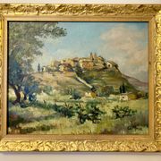 A painting representing a village in Tuscany.