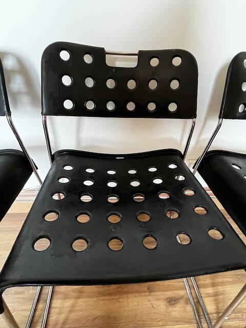 Set of 4 Black Omstak Chairs by Rodney Kinsman for Bieffeplast