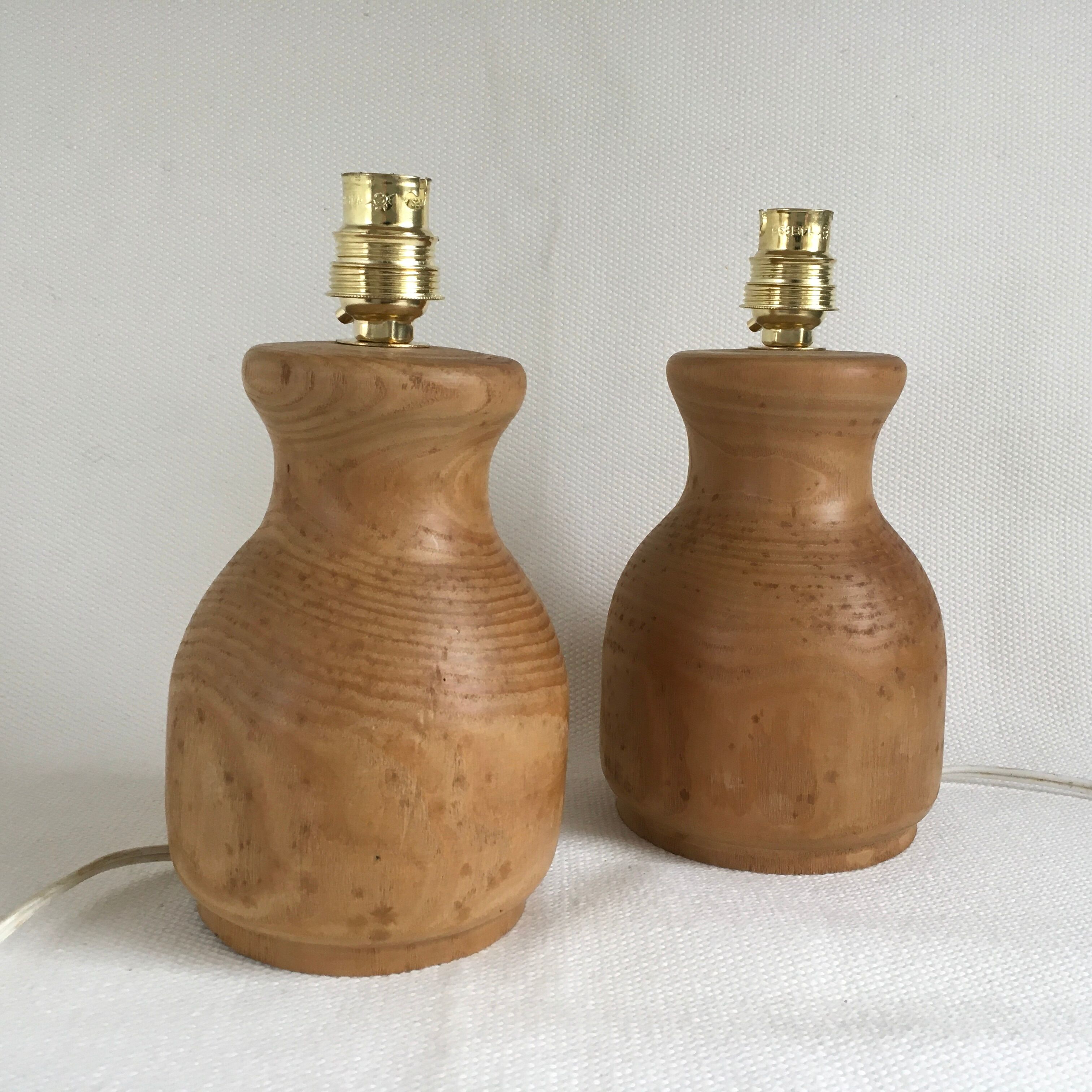 Pair of turned wooden bedside lamp legs