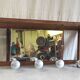 Solid wood and chrome metal coat rack - mid 20th century.