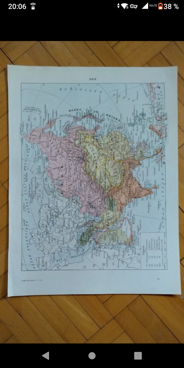 Old geographical map of Asia Larousse