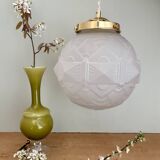 Suspension globe vintage art déco en verre dépoli