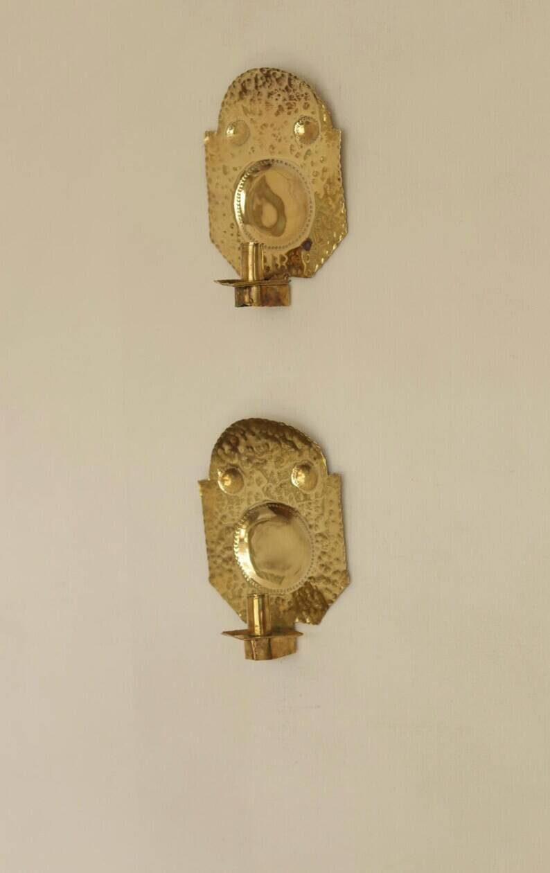 Pair of Swedish Brass Wall Sconces from the Mid-Century