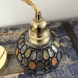 Multicolored faceted globe pendant light