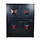 Black and red wooden brutalist bar