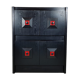 Black and red wooden brutalist bar