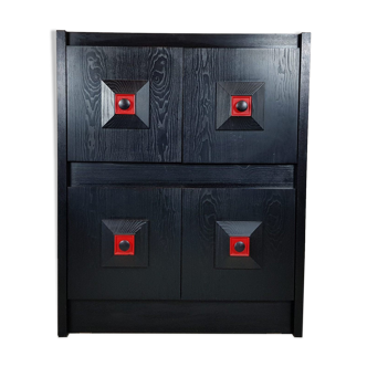 Black and red wooden brutalist bar
