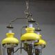 Large 3-light chandelier in glass, opaline and brass