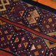 Navy Blue Orange Square Antique Kilim Rug, 128x128Cm