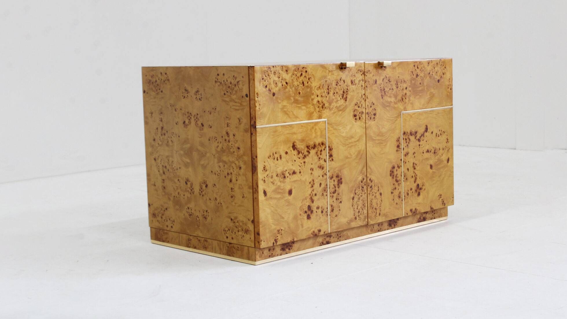Vintage burl wood sideboard 1970s Italy
