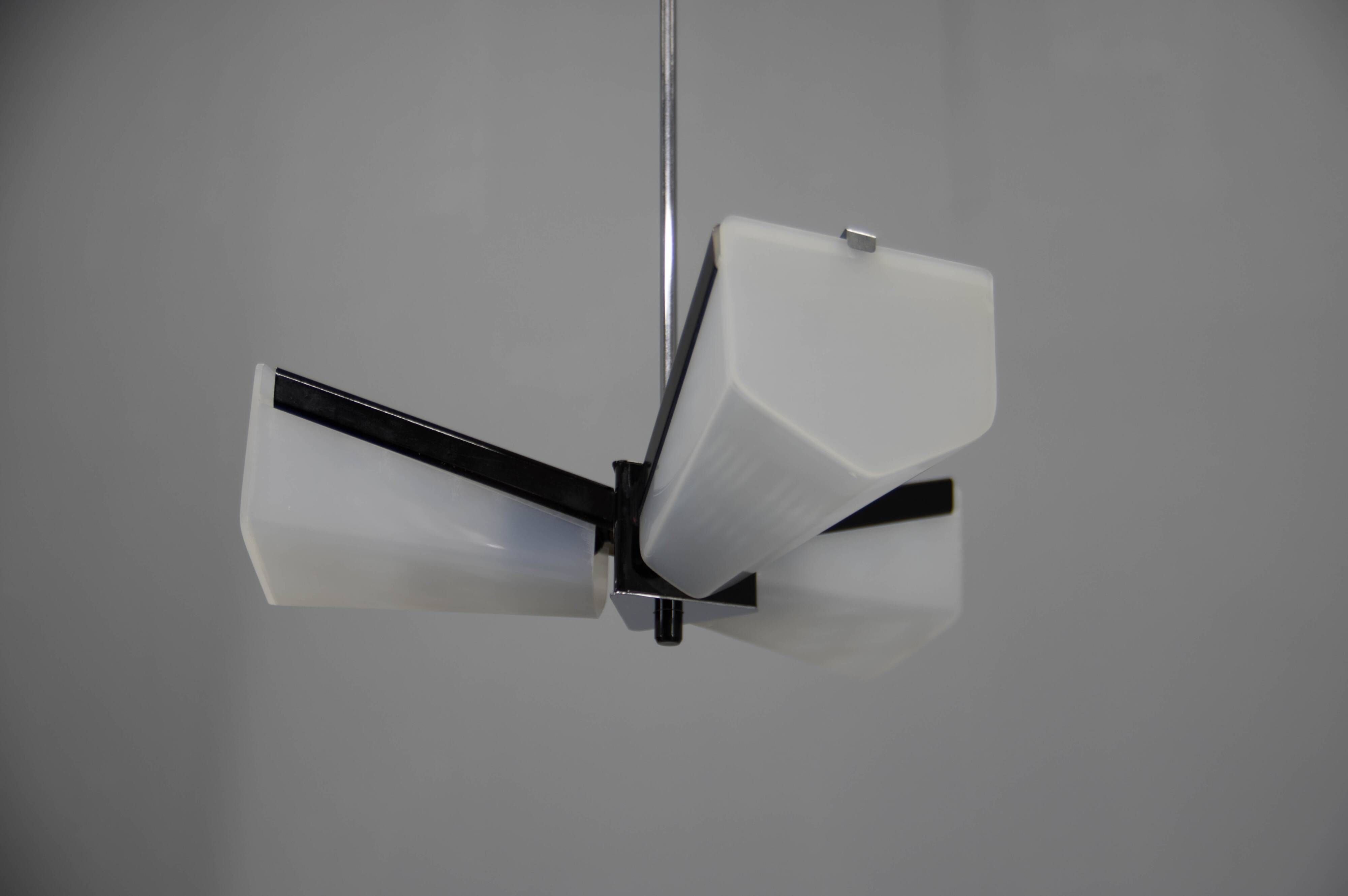 Mid-Century Plastic and Metal Chandelier by Lidokov, Czechoslovakia, 1970s