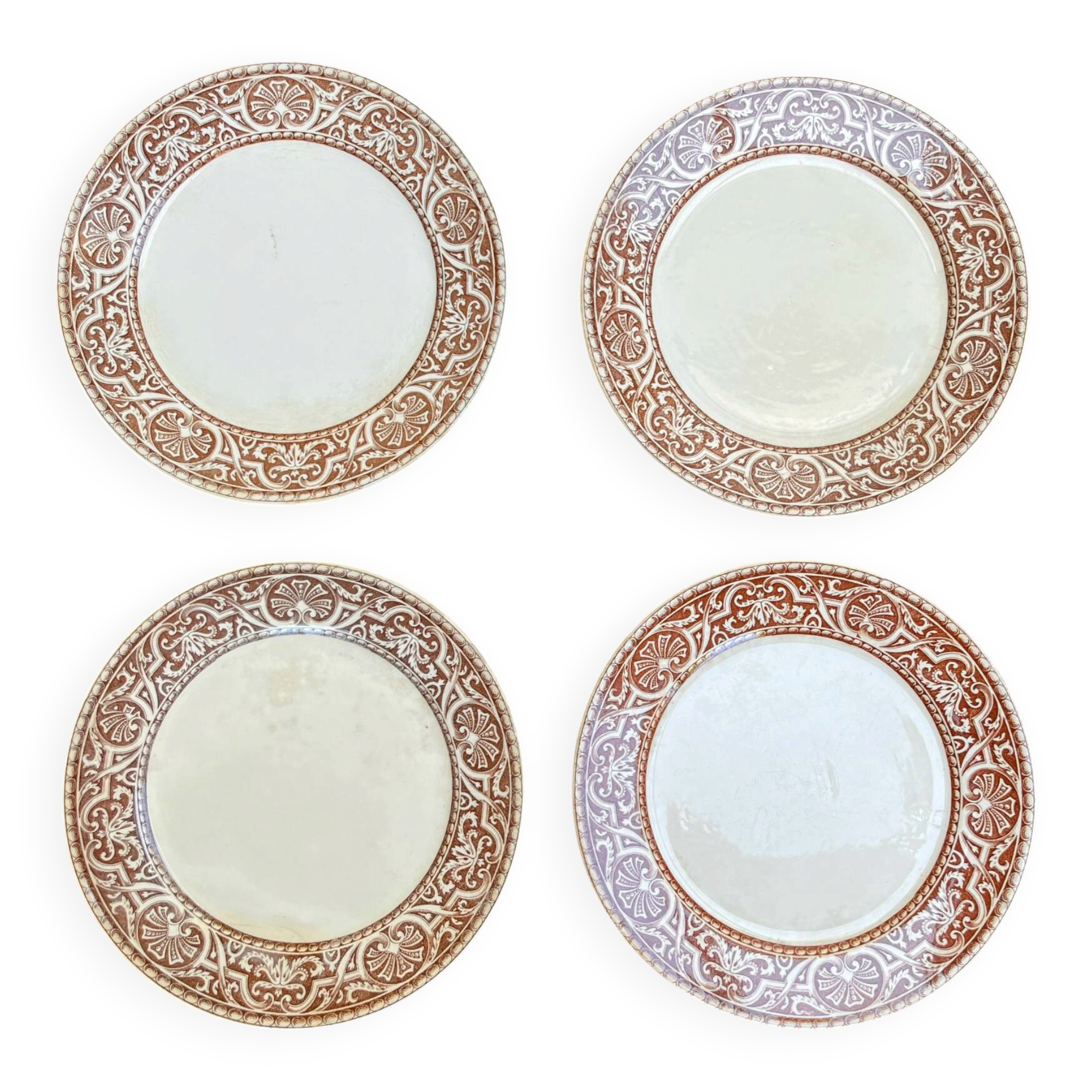 Set of 4 dessert plates Creil & Montereau – Labrador model