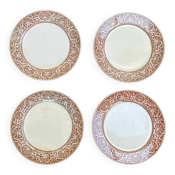 Set of 4 dessert plates Creil & Montereau – Labrador model